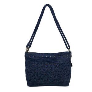 The Sak Blue Lumi Crocheted Crossbody Bag
